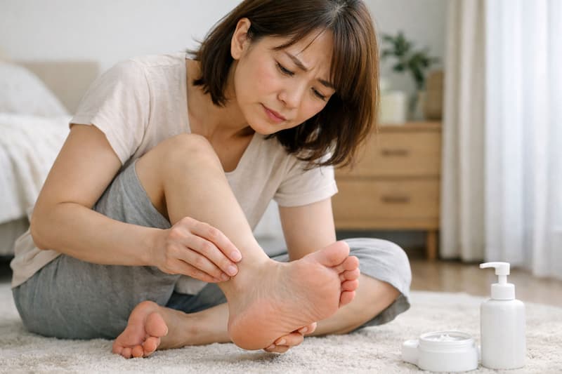 足の乾燥を気にする女性の画像