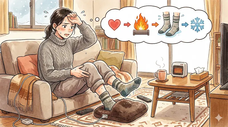 冷え性なのに汗をかいてまた冷える様子
