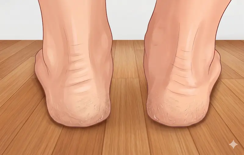 荒れているかかとの様子