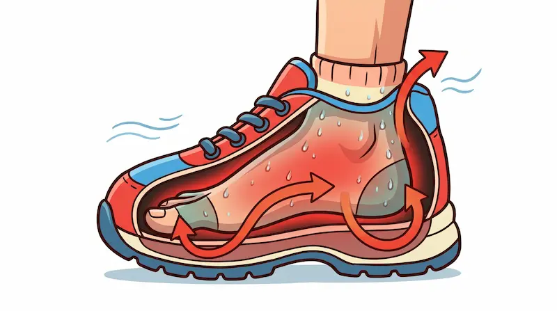 靴の中が蒸れる様子