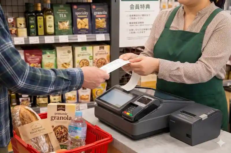 レジの決済風景
