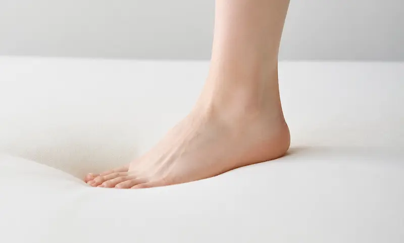 クッションに足が沈む様子