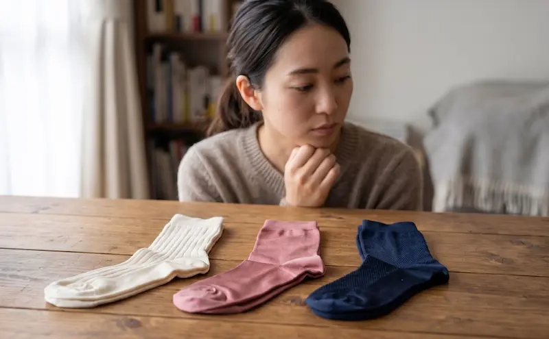 シルクの扱い方に悩む様子