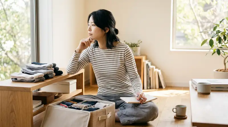 靴下が何足必要か悩んでいる様子